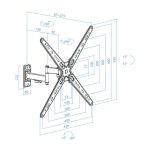 Imagen del soporte de pared TooQ LP1356TN-B negro para pantallas de 13 a 55 pulgadas, mostrando su diseño ajustable y resistente.