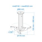 Imagen del soporte de techo giratorio 360 grados para proyector de TooQ en color negro, SKU PJ1010TN-B.