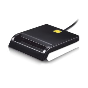 Imagen del lector de tarjeta DNIe externo USB 2.0 negro de TooQ, modelo compacto SKU TQR-210B, ideal para almacenamiento externo.