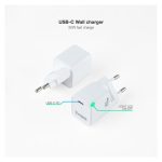 Imagen del cargador de pared TooQ USB-C PD20W en color blanco, SKU TQWC-PD20WT, un dispositivo eficiente para carga rápida