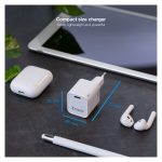 Imagen del cargador de pared TooQ USB-C PD20W en color blanco, SKU TQWC-PD20WT, un dispositivo eficiente para carga rápida