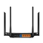 Router inalámbrico TP-Link AC1200, dual-band 2,4 GHz y 5 GHz con Gigabit Ethernet y SKU Archer A6, color negro.