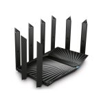 Router inalámbrico TP-Link Archer AX90 de tres bandas con frecuencias de 2,4 GHz, 5 GHz y 5 GHz en color negro SKU ARCHER AX90