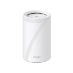 Router TP-Link Deco BE65 con Wi-Fi 7 tribanda, frecuencias de 2.4 GHz, 5 GHz y 6 GHz, color blanco, con 4 antenas internas. SKU: Deco BE65(1-pack)