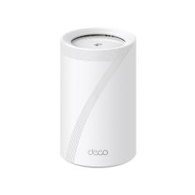 Router TP-Link Deco BE65 con Wi-Fi 7 tribanda, frecuencias de 2.4 GHz, 5 GHz y 6 GHz, color blanco, con 4 antenas internas. SKU: Deco BE65(1-pack)