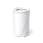 Router TP-Link Deco BE65 con Wi-Fi 7 tribanda, frecuencias de 2.4 GHz, 5 GHz y 6 GHz, color blanco, con 4 antenas internas. SKU: Deco BE65(1-pack)