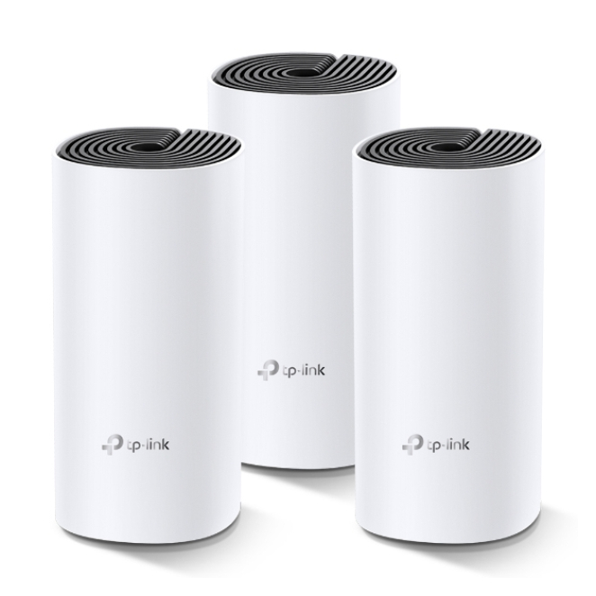 TP-Link Deco M4 (3-pack) Wi-Fi Mesh Doble Banda Imagen del TP-Link Deco M4 (3-pack) con doble banda 2,4 GHz y 5 GHz, compatible con Wi-Fi 5 (802.11ac), SKU Deco M4(3-pack).