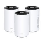Sistema de malla TP-Link Deco PX50 (3-pack) con Wi-Fi 6, doble banda 2,4 GHz / 5 GHz, en color blanco. SKU: Deco PX50(3-pack)