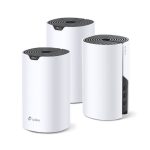 Sistema Mesh Wi-Fi TP-Link Deco S7 en configuración de 3 unidades, doble banda 2,4 GHz y 5 GHz, compatible con Wi-Fi 5 (802.11ac), colores blanco y negro. SKU: Deco S7(3-pack)
