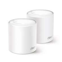 Sistema de red inalámbrica TP-Link Deco X50 en color blanco, modelo de 2-pack, con Wi-Fi 6 (802.11ax) en doble banda 2,4 GHz y 5 GHz. SKU: Deco X50(2-pack)