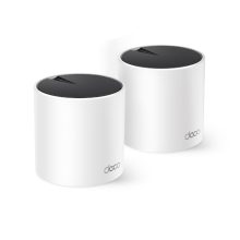 Router TP-Link Deco X55 doble banda (2,4 GHz / 5 GHz) Wi-Fi 6 (802.11ax), SKU DECO X55(2-PACK), en color blanco, pack de 2 unidades, ideal para redes inalámbricas