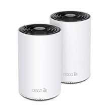 Sistema Wi-Fi 6E TP-Link Deco XE75 Pro (2-pack) Tribanda con frecuencias de 2.4 GHz, 5 GHz y 6 GHz en color blanco. SKU: Deco XE75 Pro(2-pack).