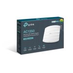 Vista del TP-Link Omada EAP225, un punto de acceso inalámbrico blanco con una velocidad de 1350 Mbit/s y soporte de Energía sobre Ethernet (PoE). SKU: EAP225