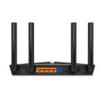 Vista frontal del router inalámbrico TP-Link EX220 con Gigabit Ethernet, doble banda (2,4 GHz / 5 GHz) y diseño en color negro. SKU: EX220