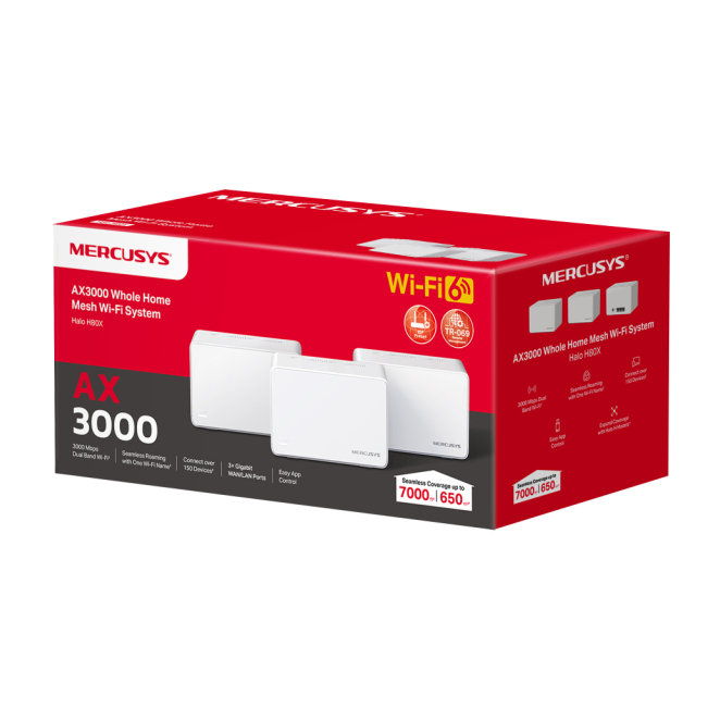 Mercusys Halo H80X (3-pack) Doble banda (2,4 GHz / 5 GHz) Wi-Fi 6 (802.11ax) Blanco Interno 5 Mercusys Halo H80X razones para comprar