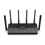 Router inalámbrico Mercusys MR47BE con tribanda (2.4 GHz / 5 GHz / 6 GHz) y Ethernet 2.5 Gigabit, modelo MR47BE, en color negro