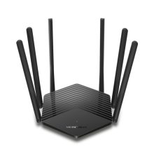 Mercusys MR50G router inalámbrico de doble banda con frecuencias de 2,4 GHz y 5 GHz, ideal para conexiones Gigabit Ethernet. SKU: MR50G