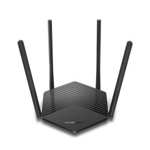 Router inalámbrico Mercusys MR60X con conectividad Gigabit Ethernet, tecnología de doble banda (2.4 GHz y 5 GHz) y color negro. SKU MR60X