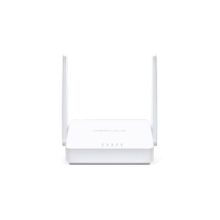 Imagen del router inalámbrico Mercusys MW300D con conectividad Ethernet, banda única de 2.4 GHz en color blanco. SKU: MW300D