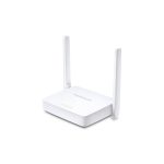 Imagen del router inalámbrico Mercusys MW300D con conectividad Ethernet, banda única de 2.4 GHz en color blanco. SKU: MW300D
