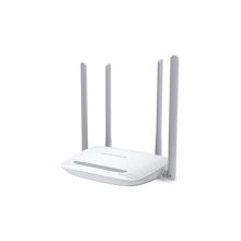 Imagen del Router inalámbrico Mercusys MW325R con conexión rápida Ethernet y banda única de 2.4 GHz, SKU MW325R, color blanco.