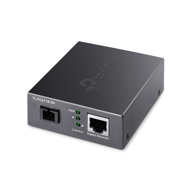 TP-Link convertidor de medio monomodo 1000 Mbit/s negro Convertidor de medio TP-Link TL-FC311B-20 monomodo negro con velocidad de 1000 Mbit/s