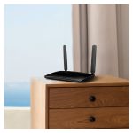Router TP-Link modelo TL-MR150 inalámbrico de alta velocidad con 4G y banda única de 2.4 GHz en color negro. SKU: TL-MR150