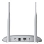 Imagen del TP-Link TL-WA801N, un punto de acceso inalámbrico blanco capaz de ofrecer velocidades de hasta 300 Mbit/s y compatible con Energía sobre Ethernet (PoE). SKU: TL-WA801N.