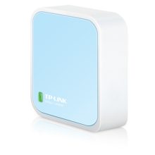 Router inalámbrico TP-Link TL-WR802N, Ethernet rápido, banda única a 2.4 GHz, colores azul y blanco. SKU: TL-WR802N.