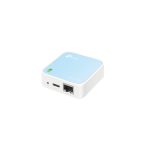 Router inalámbrico TP-Link TL-WR802N, Ethernet rápido, banda única a 2.4 GHz, colores azul y blanco. SKU: TL-WR802N.