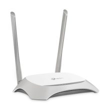 Router inalámbrico gris y blanco TP-Link TL-WR840N con banda única de 2,4 GHz y Ethernet rápido, SKU TL-WR840N