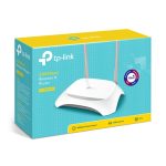 Router inalámbrico gris y blanco TP-Link TL-WR840N con banda única de 2,4 GHz y Ethernet rápido, SKU TL-WR840N