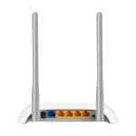 Imagen del TP-Link TL-WR850N, un router inalámbrico de Ethernet rápido con banda única de 2,4 GHz en colores gris y blanco, SKU TL-WR850N
