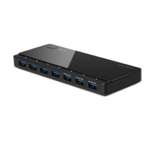 Imagen del hub TP-Link UH700 con interfaz USB 3.2 Gen 1, 7 puertos USB, velocidad de transferencia de 5000 Mbit/s, color negro. SKU: UH700.