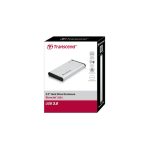 Transcend StoreJet 25S3 carcasa plata para disco duro o SSD de 2.5 pulgadas, alimentado por USB, SKU TS0GSJ25S3