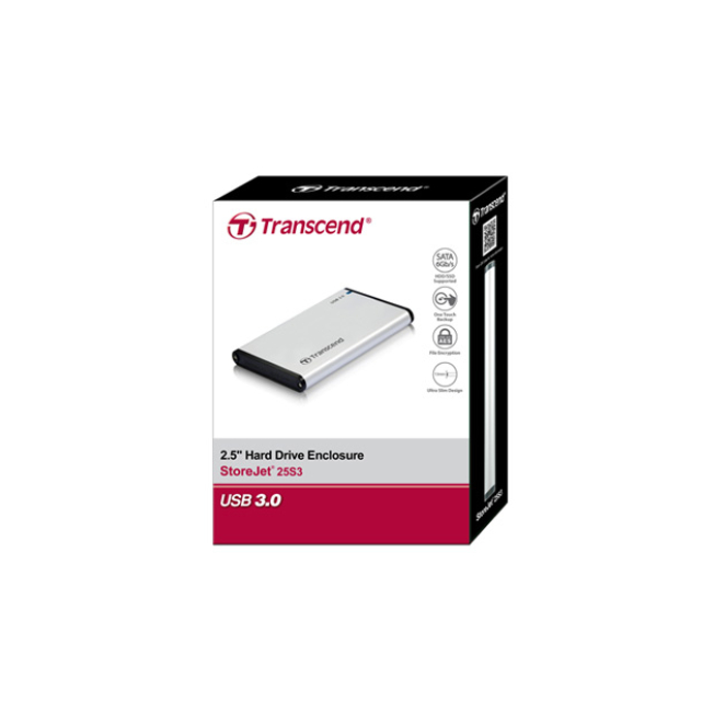 Transcend StoreJet 25S3 Carcasa de disco duro/SSD Plata 2.5″ USB con suministro de corriente 3 Transcend StoreJet 25S3 - Portabilidad y Durabilidad