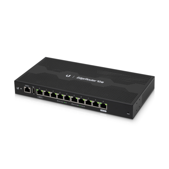 Ubiquiti EdgeRouter 10X router gigabit con 10 puertos Ubiquiti EdgeRouter 10X router negro con 10 puertos gigabit y alta velocidad, SKU ER-10X