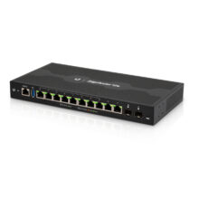Router Ubiquiti EdgeRouter 12P Gigabit Ethernet en color negro, modelo ER-12P, ideal para conexiones de alta velocidad y múltiples dispositivos