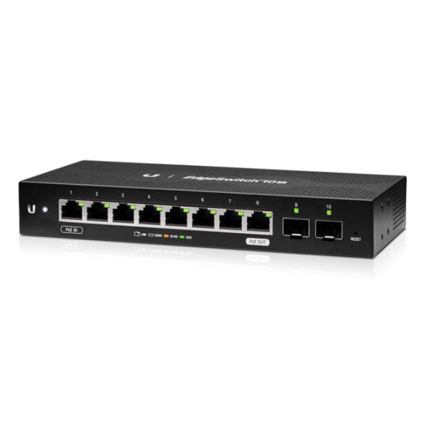 Switch Ubiquiti EdgeSwitch 10X Gestionado L2 Gigabit Ethernet con Energía sobre Ethernet (PoE), color negro, SKU: ES-10X