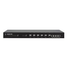 Imagen del switch gestionado Ubiquiti ES‑16‑XG con conectividad 10G Ethernet, tamaño 1U, de color negro. SKU: ES-16-XG.