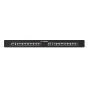 Imagen del switch Ubiquiti EdgeSwitch 16XP gestionado, Gigabit Ethernet 10/100/1000 con soporte PoE, SKU ES-16XP. Color negro y formato 1U.