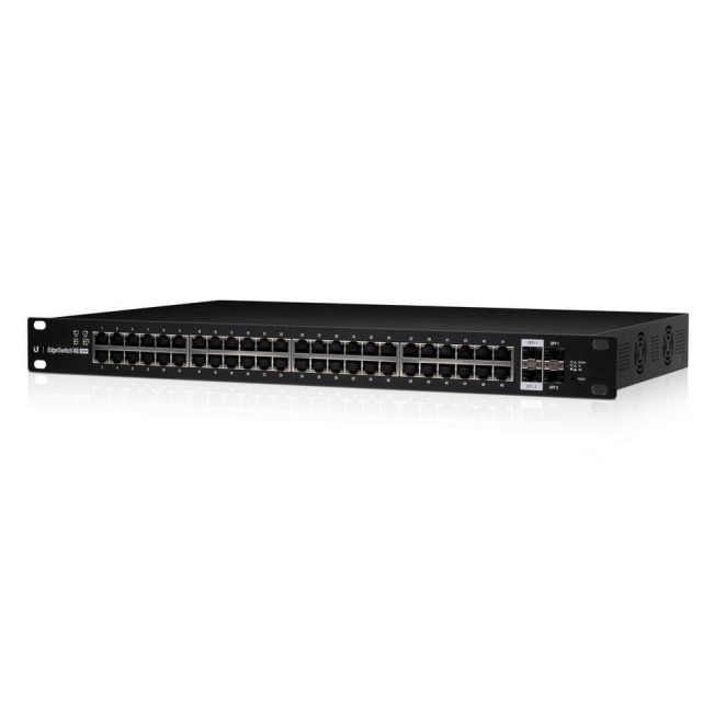 Ubiquiti Switch Gestionado L2/L3 con 48 Puertos PoE de 750W Switch gestionado Ubiquiti ES-48-750W con 48 puertos Gigabit Ethernet, soporte para PoE y montaje en rack 1U de color negro