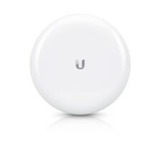 Imagen del punto de acceso inalámbrico Ubiquiti GBE con velocidad de 1000 Mbit/s en color blanco, soporta energía sobre Ethernet (PoE), SKU GBE