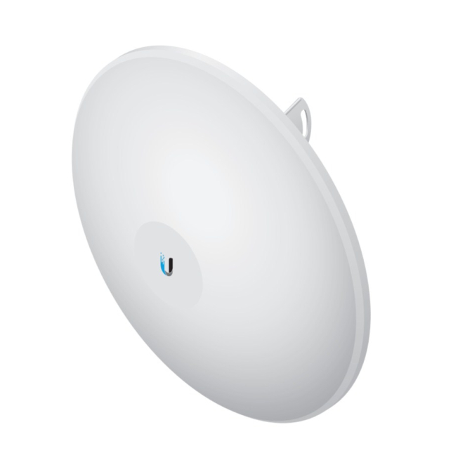 Ubiquiti antena para red direccional de 27 dBi Imagen de la antena para red direccional Ubiquiti PBE-5AC-500 con especificaciones 27 dBi y SKU PBE-5AC-500