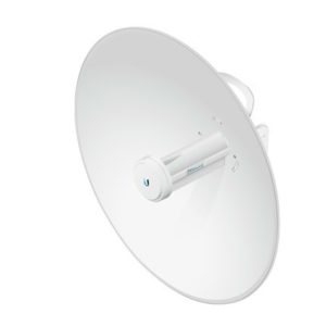 Imagen de la antena direccional inalámbrica Ubiquiti PowerBeam ACGen2 en color blanco con una velocidad de 450 Mbit/s, SKU PBE-5AC-GEN2