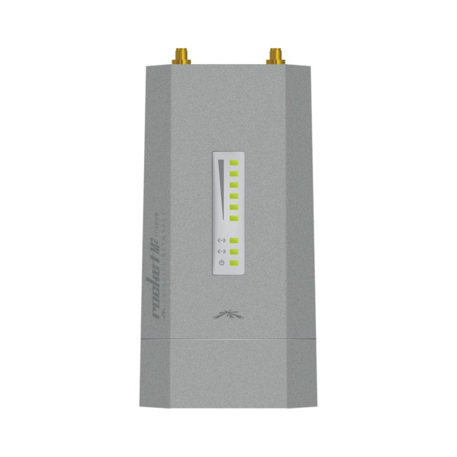 Ubiquiti RocketM2 Titanium PoE 150 Mbps El dispositivo Ubiquiti RocketM2 Titanium con PoE y velocidad de 150 Mbps, SKU RM2-Ti