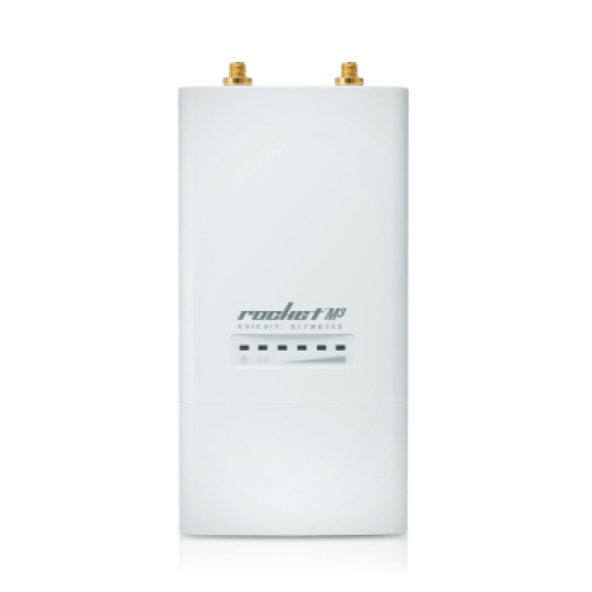 Ubiquiti Rocket M3 150 Mbit/s Blanco - Conectividad de Alta Velocidad Imagen del Ubiquiti Rocket M3 en blanco, ofreciendo conectividad inalámbrica de hasta 150 Mbit/s. SKU ROCKETM3.