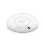 Imagen del punto de acceso inalámbrico Ubiquiti U6-PRO, color blanco, con 4800 Mbit/s y soporte de Energía sobre Ethernet. SKU: U6-PRO