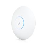 Vista del producto Ubiquiti U7 Pro con velocidad de hasta 5800 Mbit/s en color blanco y soporte para Energía sobre Ethernet (PoE), SKU U7-PRO