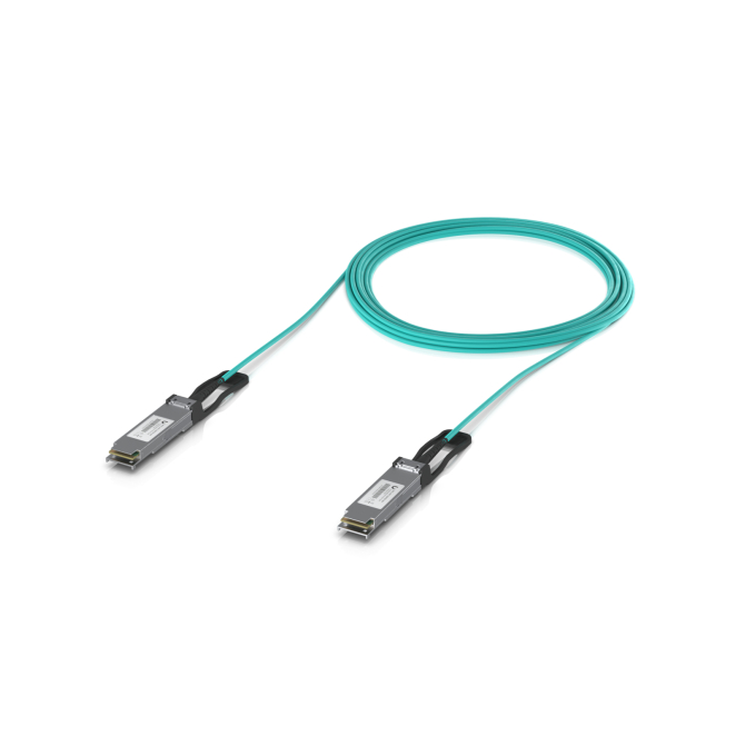 Ubiquiti Cable de Fibra Óptica e InfiniBand Color Aguamarina Cable de fibra óptica e InfiniBand Ubiquiti UACC-AOC-QSFP28-10M en color aguamarina ideal para centros de datos y conexiones de alta velocidad